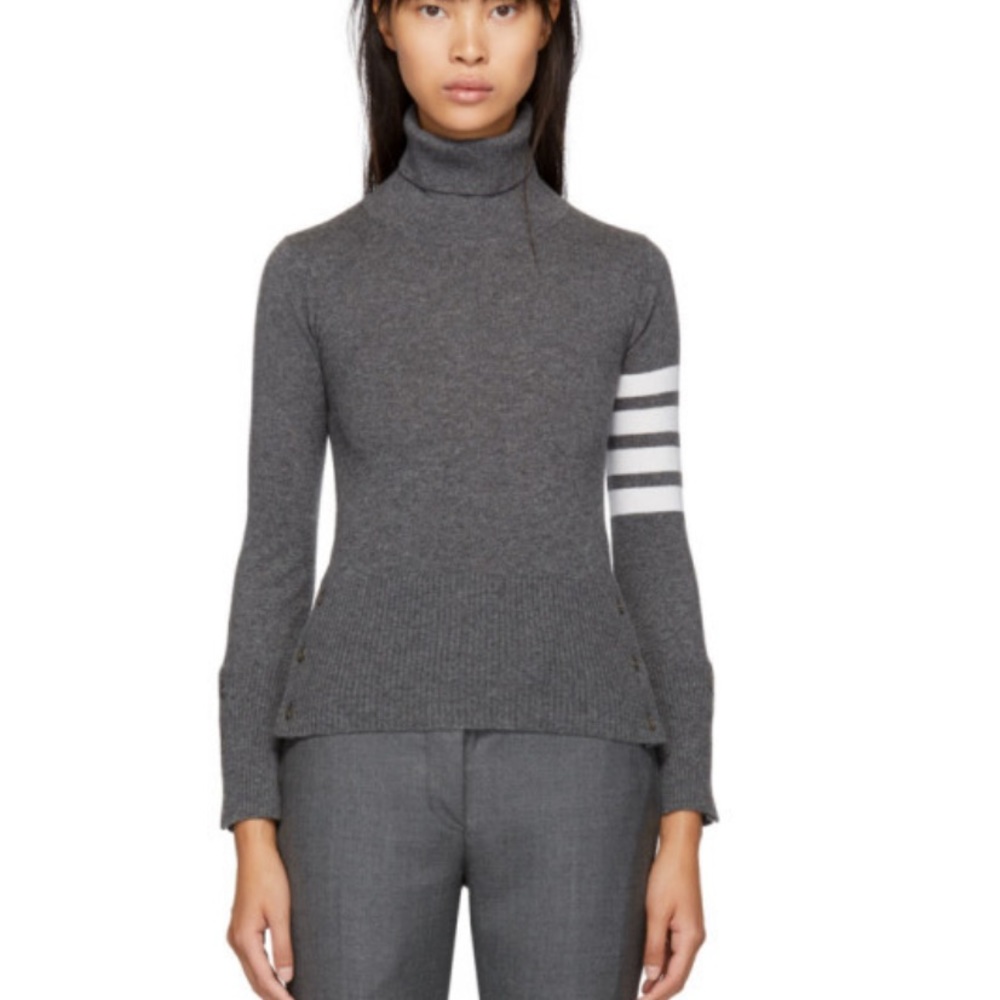 Thom Browne Grey Four Bar Cashmere Turtleneck